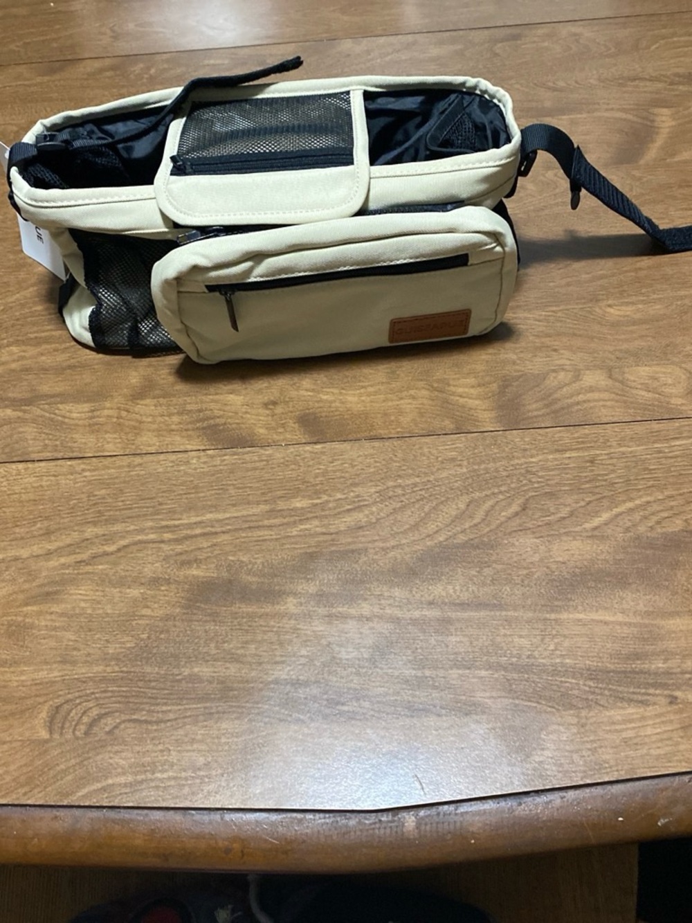 Womens dog carrying Canvas Waist Bag in Beige